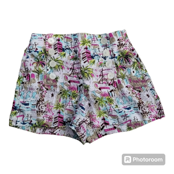 J crew Harbour linen blend Tropical sailor shorts Size 4 New - Picture 1 of 7